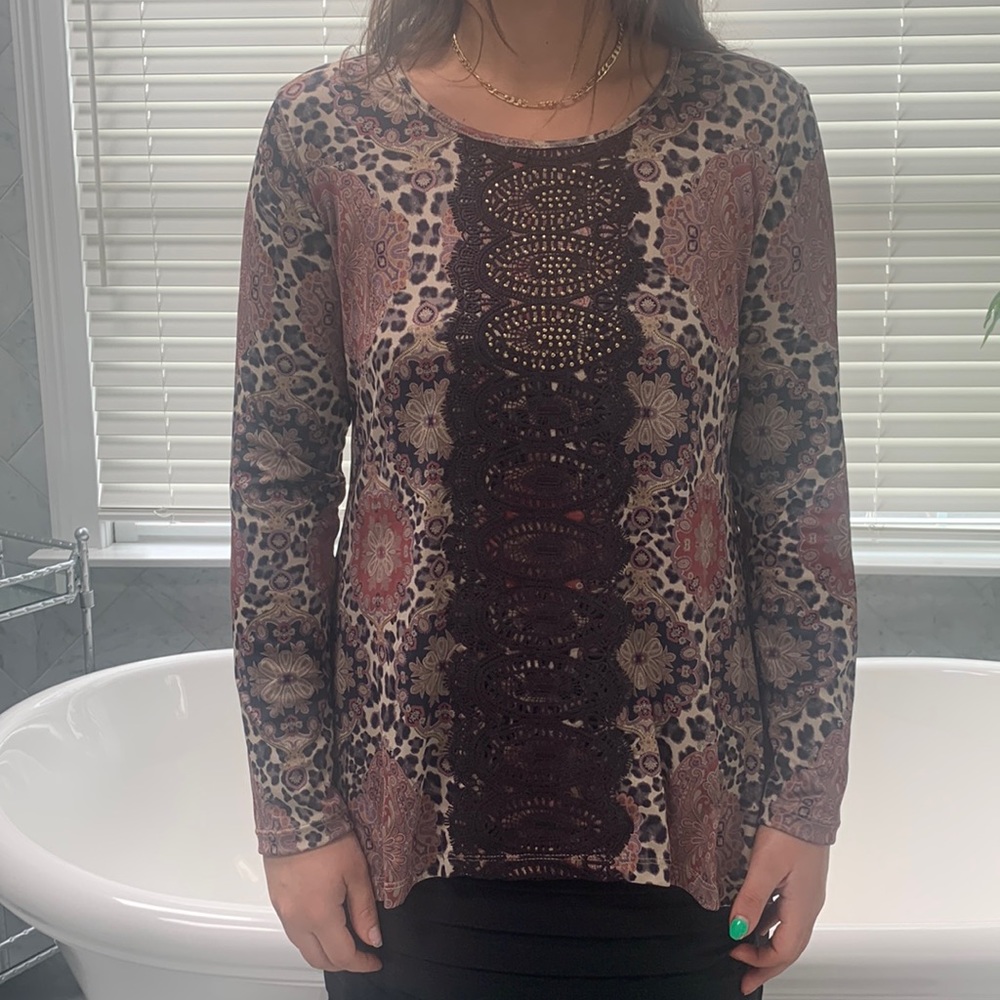 NWT! One World Lace-Detailed Hi-Low Tunic-Size M